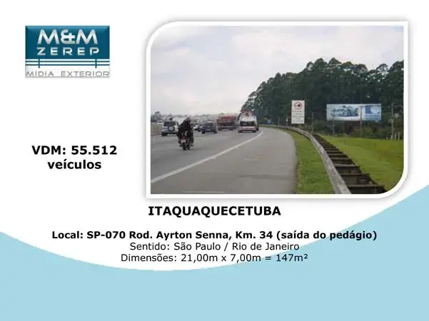 Painel Rodoviário e Front Light Rodovia Ayrton Senna SP-070 Imagem
