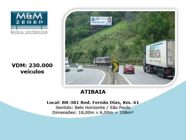 Painel Rodoviário e Front Light Rodovia Fernão Dias BR-381 Imagem