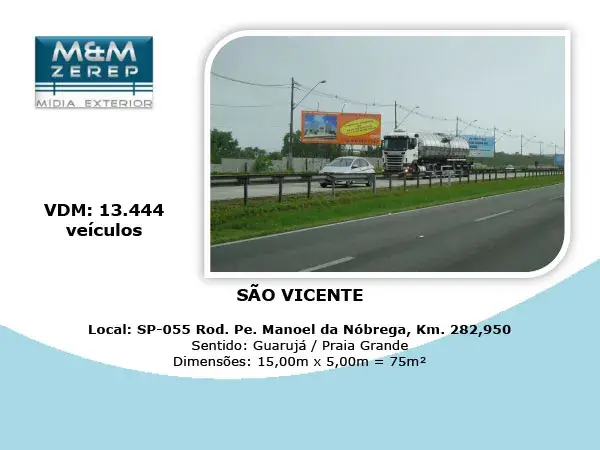 Painel Rodoviário e Front Light Rodovia Padre Manoel da Nóbrega SP-055 Imagem