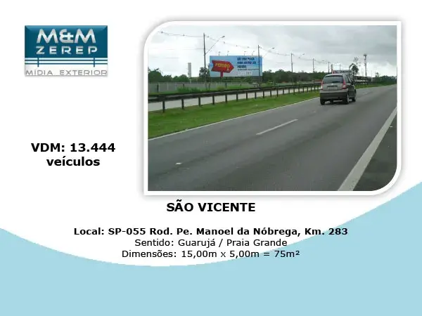 Painel Rodoviário e Front Light Rodovia Padre Manoel da Nóbrega SP-055 Imagem